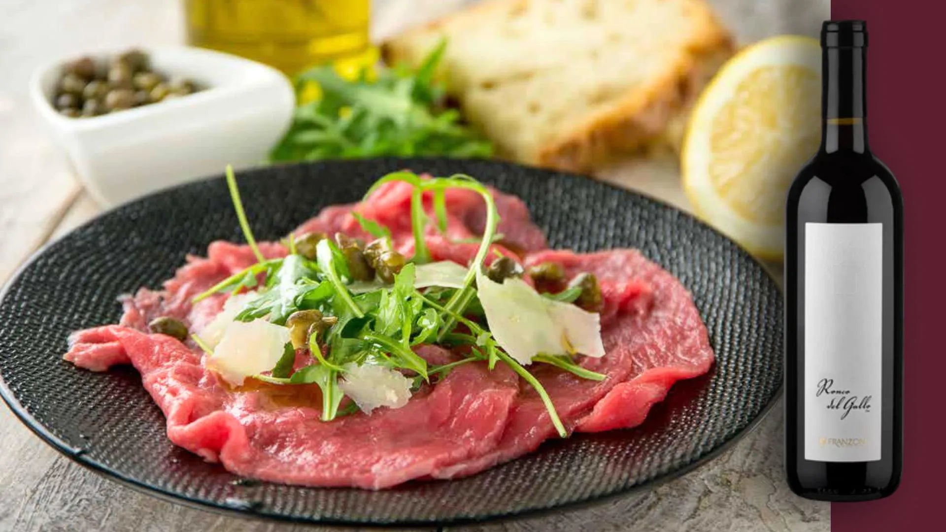 Carpaccio alla gardesana e Rosso del Gallo